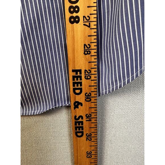Nautica Button Down Shirt Men's Large Slim Fit Blue Stripe Cotton Preppy Work - Picture 6 of 8